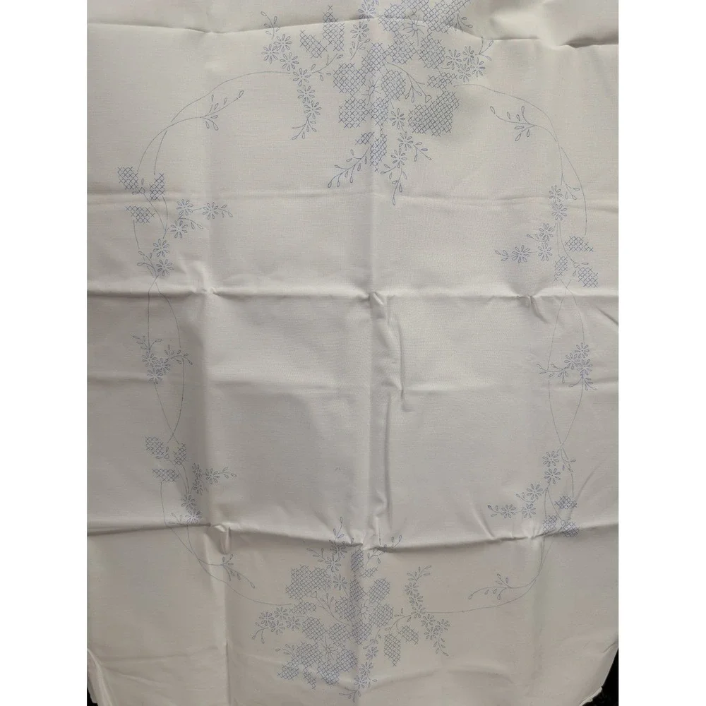 Vtg Wild Rose Tobin? Floral DIY‎ Embroidery Pillowcase Set Scalloped Edge White